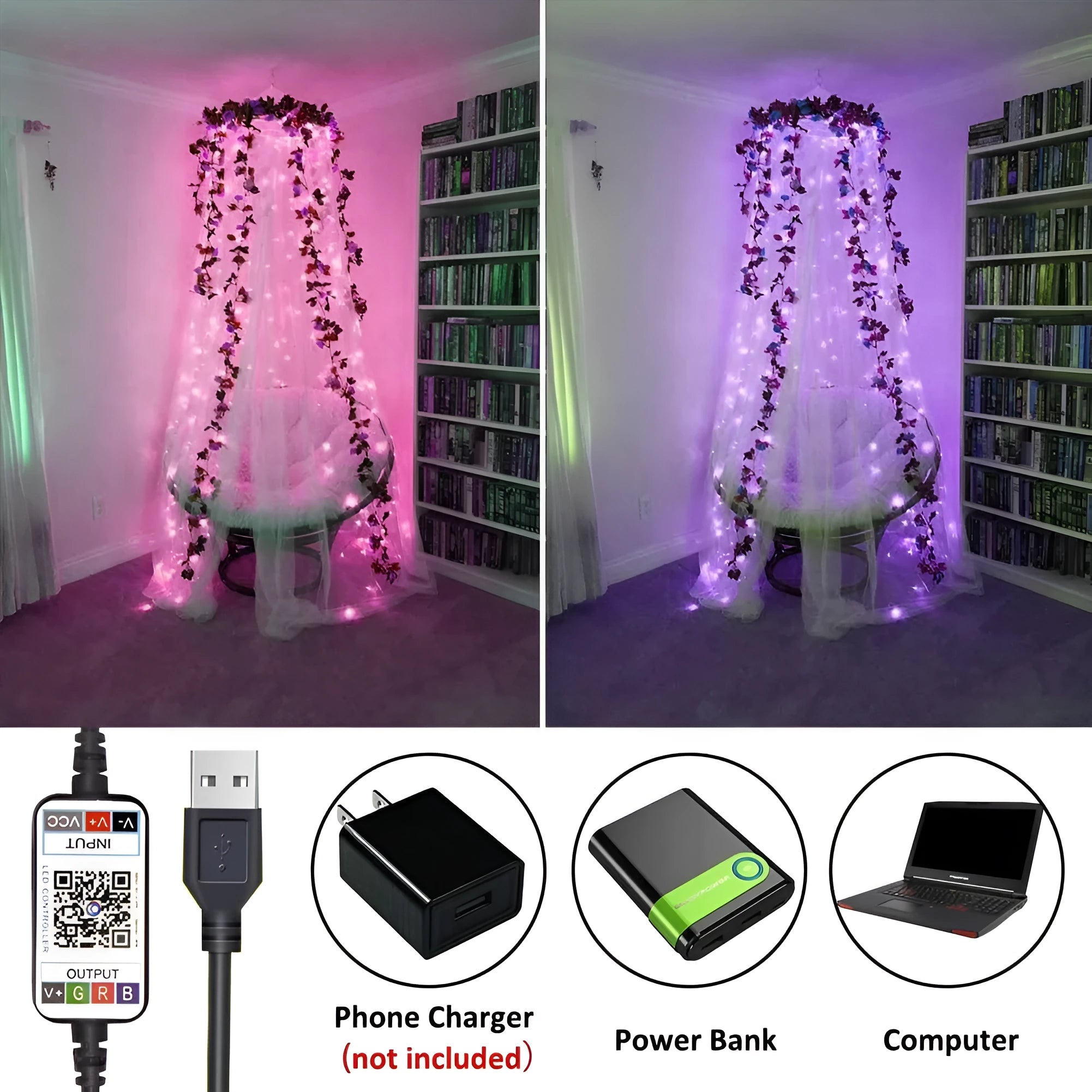 New Bluetooth Christmas tree decoration light with 100 LED beads on 10m string, IP65 rated, remote control for RGB colour
