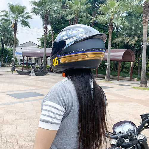 ABS full face motorcycle helmet shown in multiple sizes for men and women riders