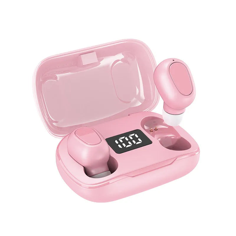 L21 private model wireless Bluetooth headset with black finish and silicone ear caps