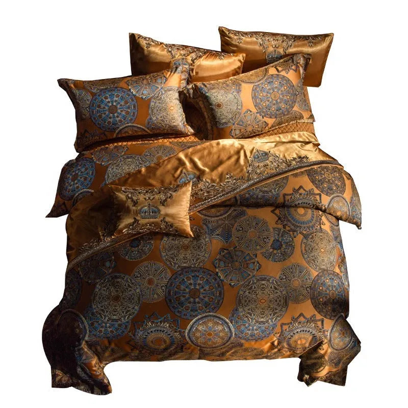 Luxury embroidery villa four-piece set European court style bedding in cotton with 100 thread count