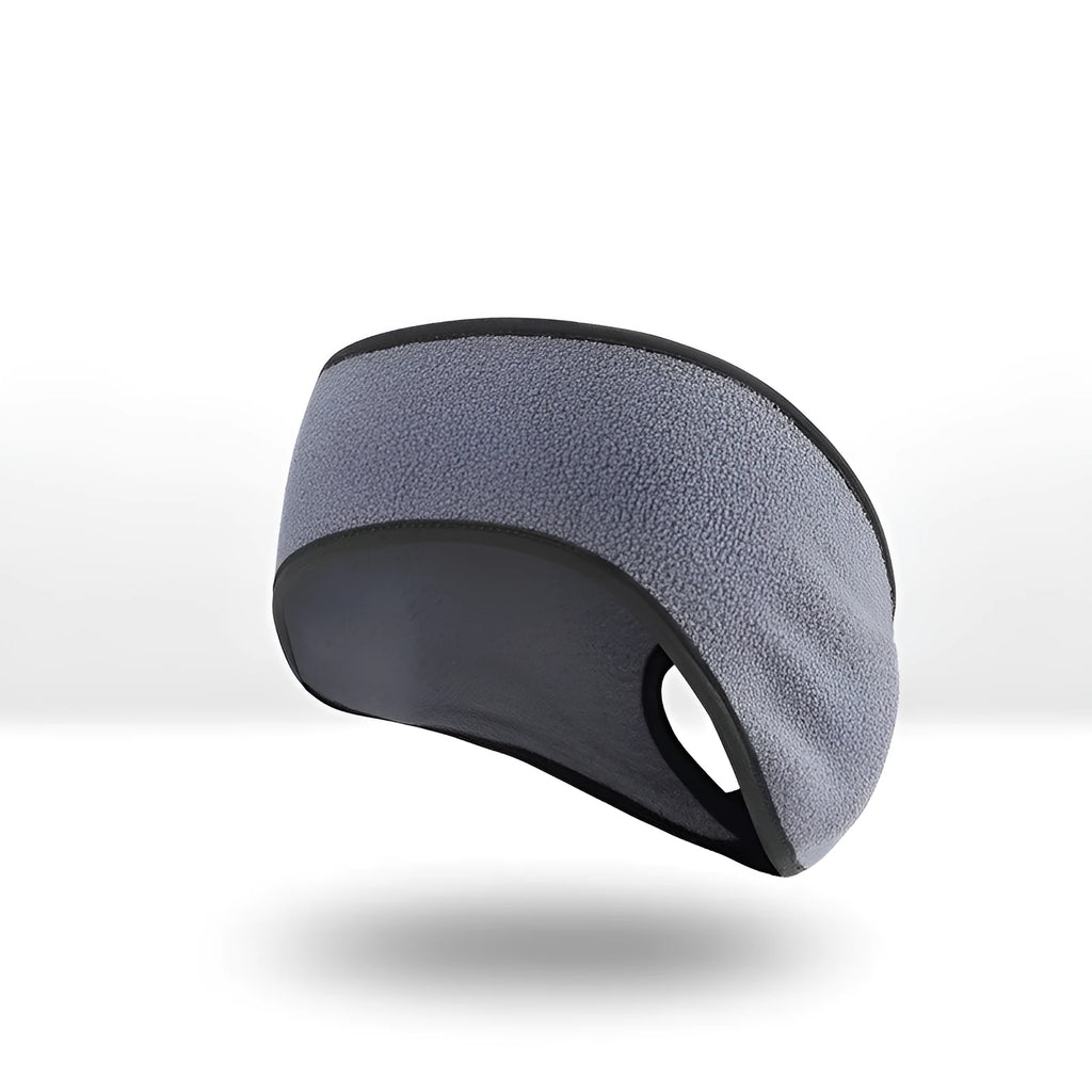 Fleece sports headband for running with ear coverage ponytail slit