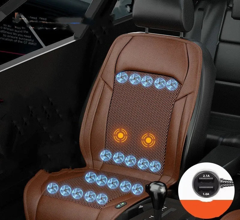 Car seat cooling cushion with ventilation fan system in black colour