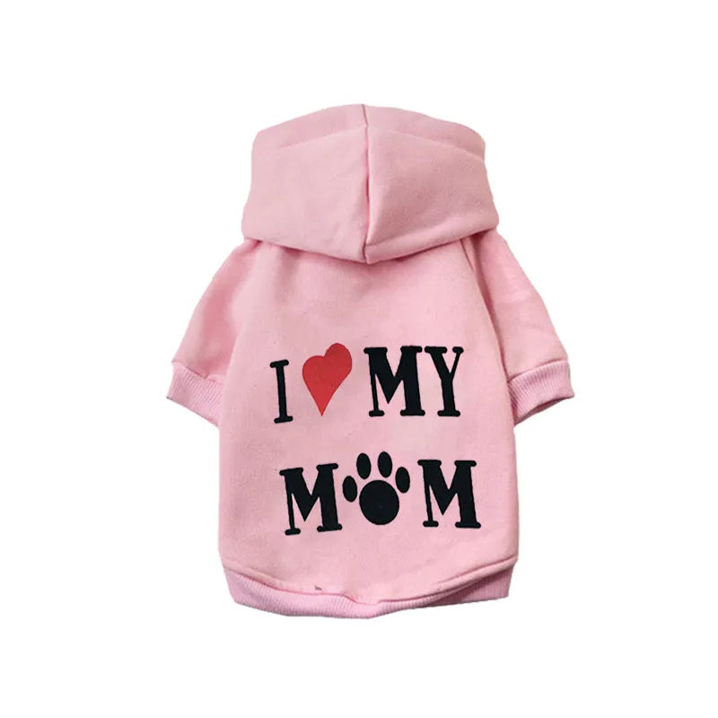 Fleece pet sweater with hood for small dogs, available in multiple colours and sizes
