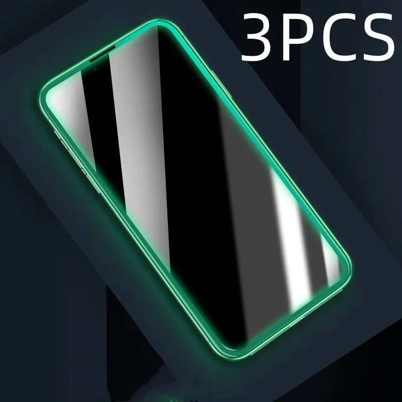 Luminous privacy tempered glass screen protector for iPhone, anti-peeping full coverage airbag edge