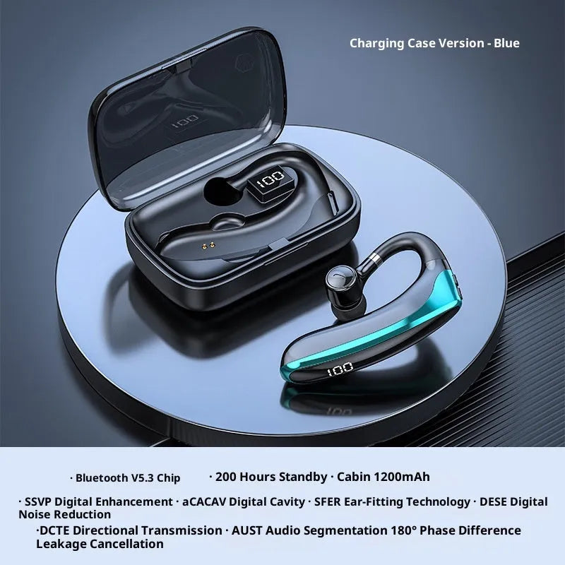Bone conduction sports Bluetooth headset in ear hook style with digital display