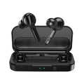 Black and white true wireless Bluetooth earbuds with IPX5 waterproof rating.