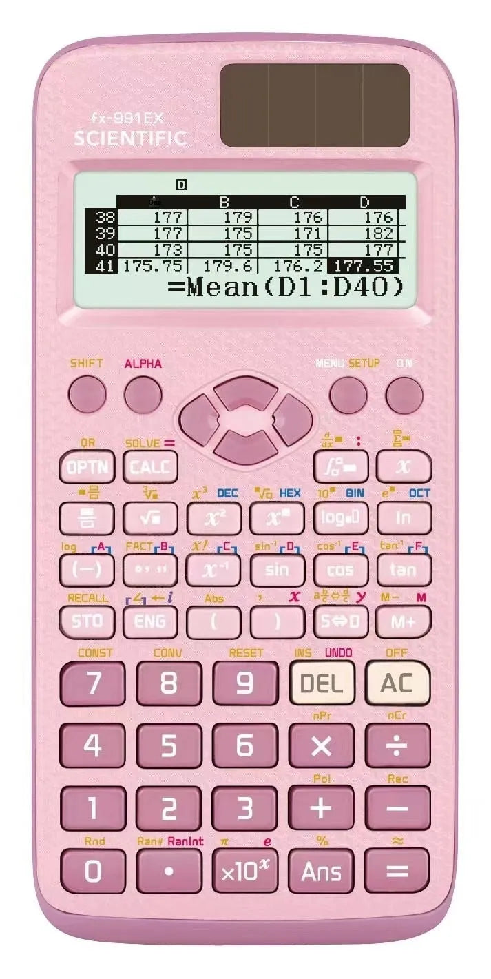 Multi functional 991EX scientific calculator for complex statistics, ABS body, 160g weight, black colour with button layout