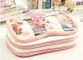 Transparent heart-shaped Japanese pen case with Korean style rabbit patterns in TPU material