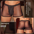 Men's breathable ultra-thin nylon boxer briefs in free size, black colour on display