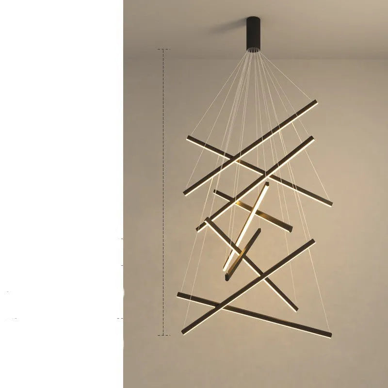 Black glass chandelier with iron frame and LED lights, remote controlled, for modern small apartment
