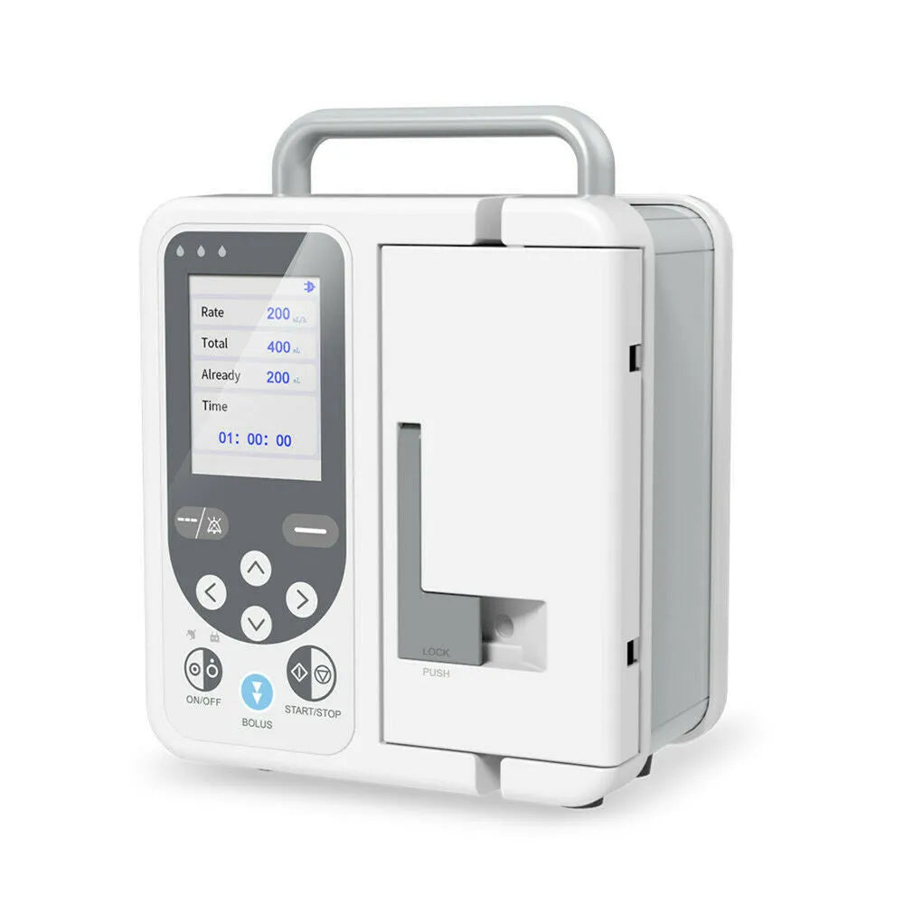 CONTEC SP750 volumetric infusion pump with TFT screen, keypad, and IV tubing