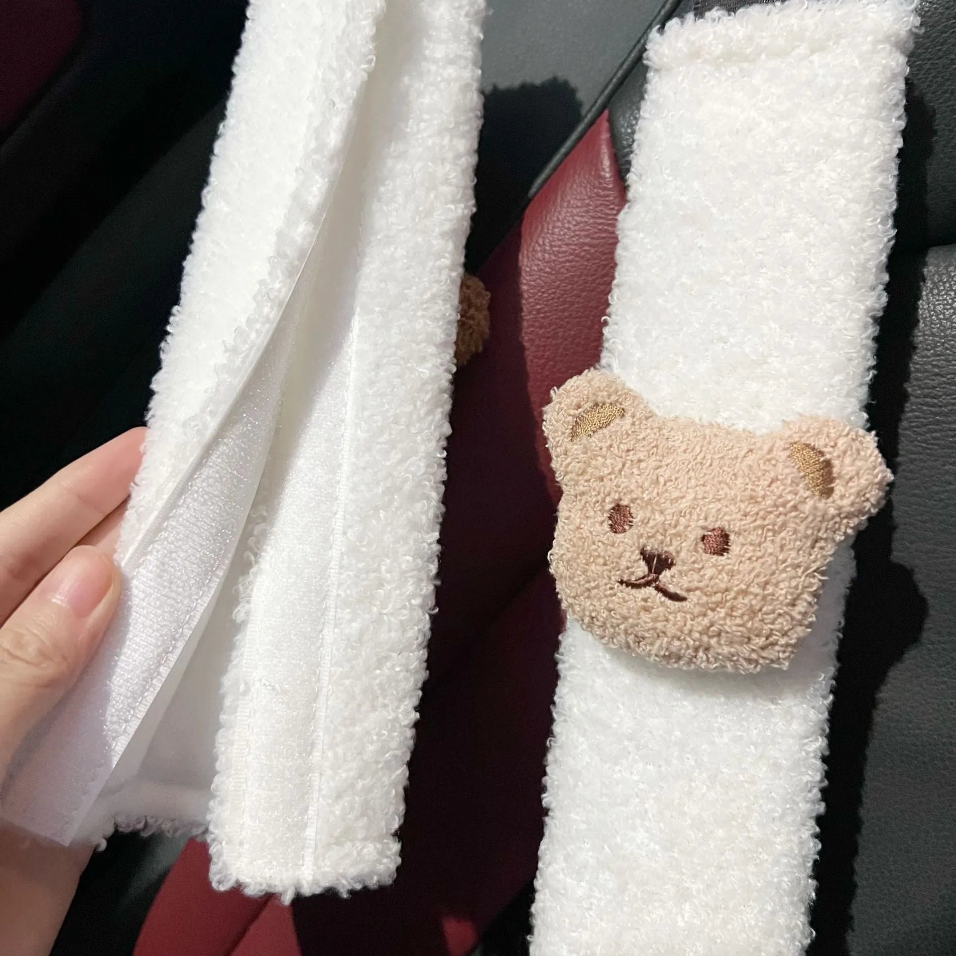 Cartoon bear plush car seat belt protective cover for baby car seats measuring 25cm