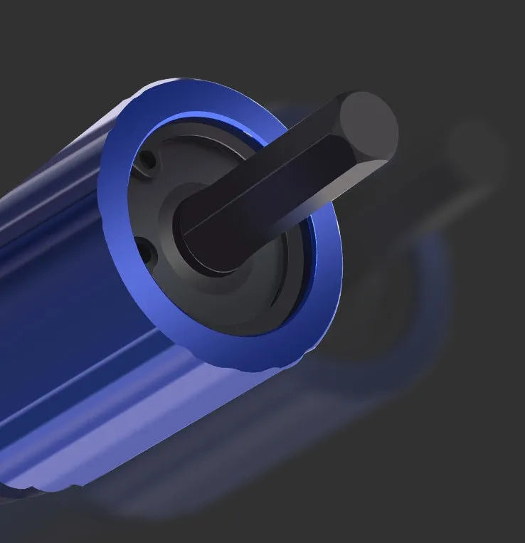 Electric rivet gun in blue and black, 160mm length, carbon steel and plastic body, with auxiliary grip