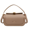 Personalised women's PU leather shoulder messenger bag with letter monogram and decorative stitching