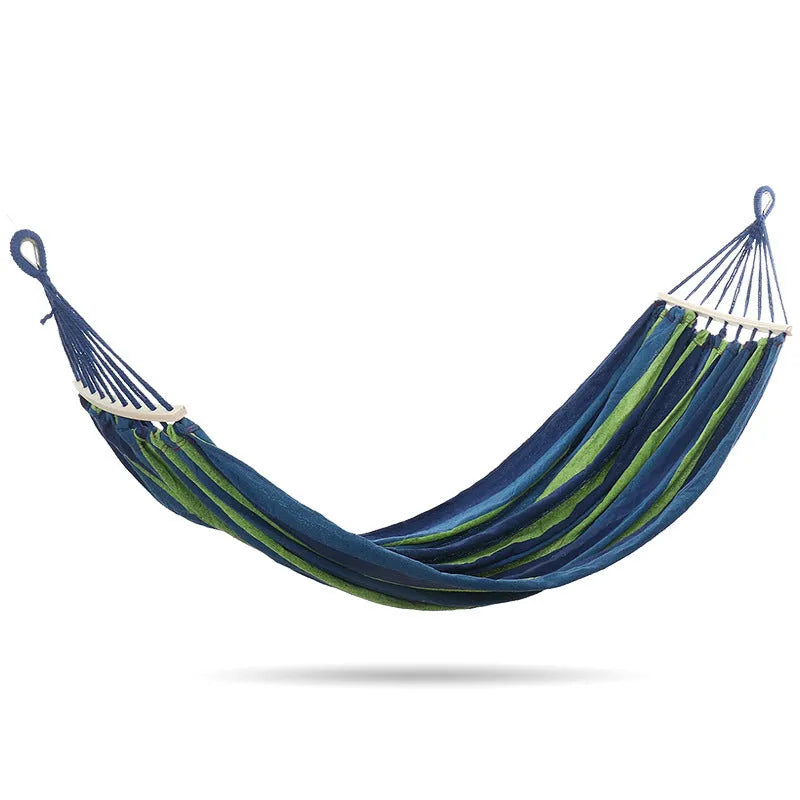 Canvas swing camping hammock with buckle in red anti-flip colour, fabric material, outdoor setting