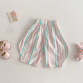 Girls anti-mosquito cotton trousers in Floral Strip pattern, mid-waist design, suitable for height 100 cm
