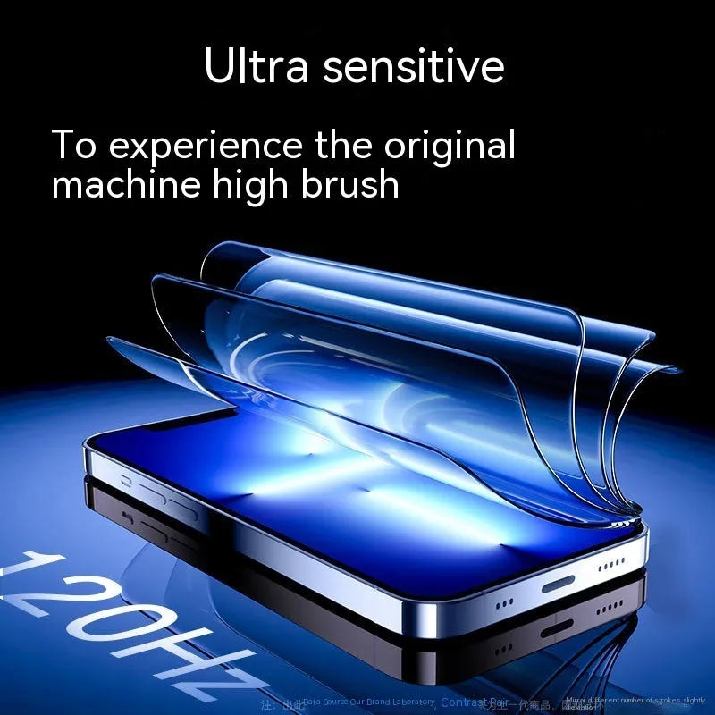 iPhone tempered glass screen protector with dust-free application kit and listening hole dustproof net.