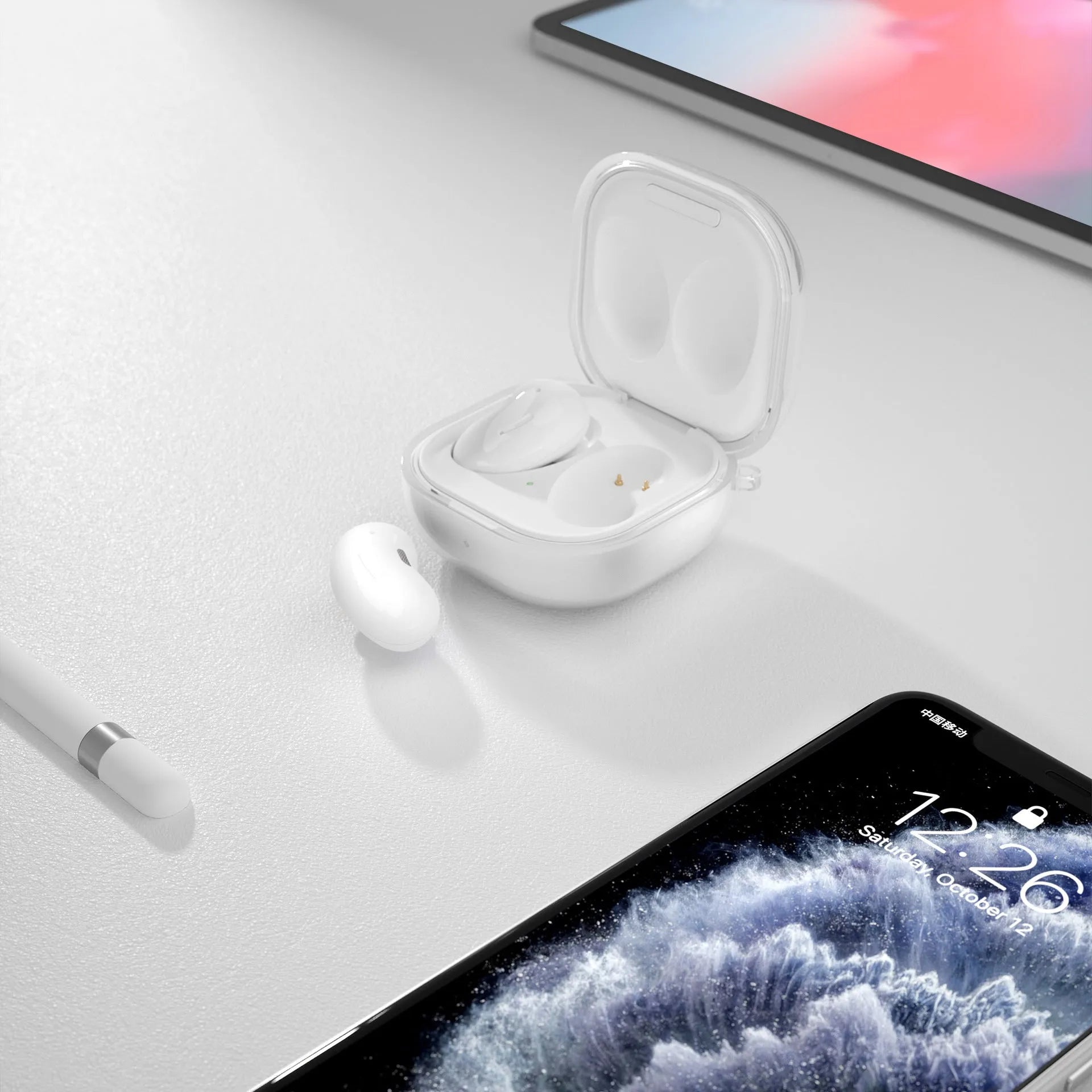 Bluetooth transparent clamshell ear case in translucent colours for DIY housing replacement