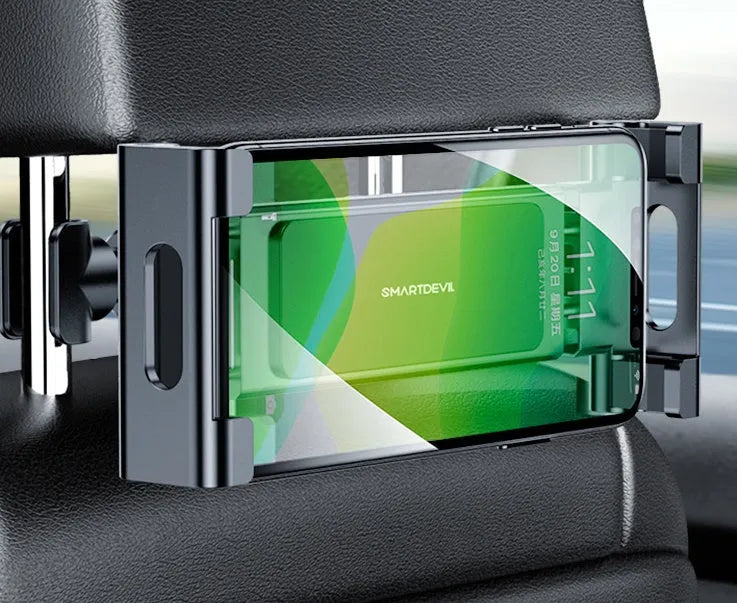 Car seat back bracket phone holder for tablets 4 to 12.9 inches in classic black