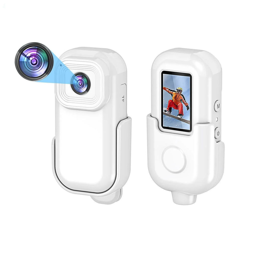 L8 Black outdoor sports camera with thumb hole and back splint, 1080p HD, plastic body 65x32.3x18mm