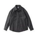 Men's long sleeve striped cardigan shirt in Army Green with loose fit