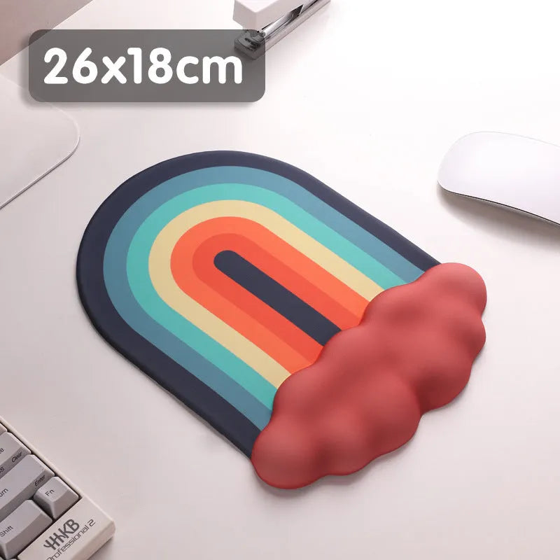Silica gel wrist rest mouse pad and keyboard support set with pastoral cloud design