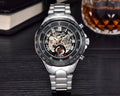 MCE automatic mechanical men's watch with explosion-proof and anti-magnetic features on stainless steel bracelet