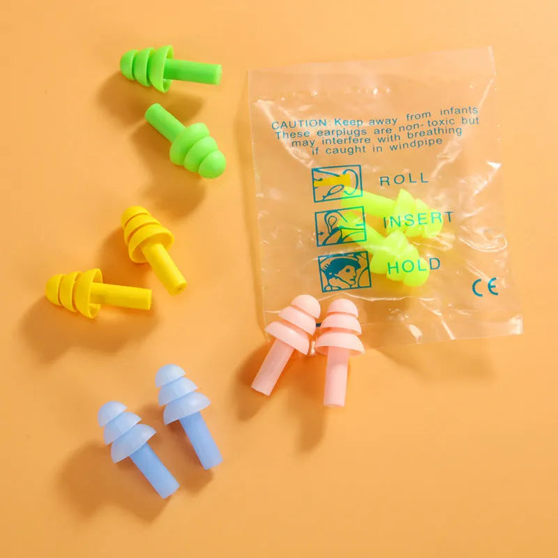 Silicone noise reduction waterproof earplugs in black, reusable in-ear sleep and swimming plugs