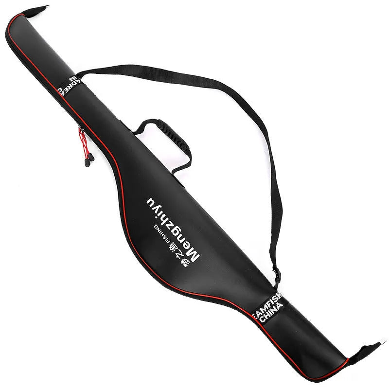 EVA thick portable fishing tackle bag in black, 125x10x20 cm, foldable with shoulder strap