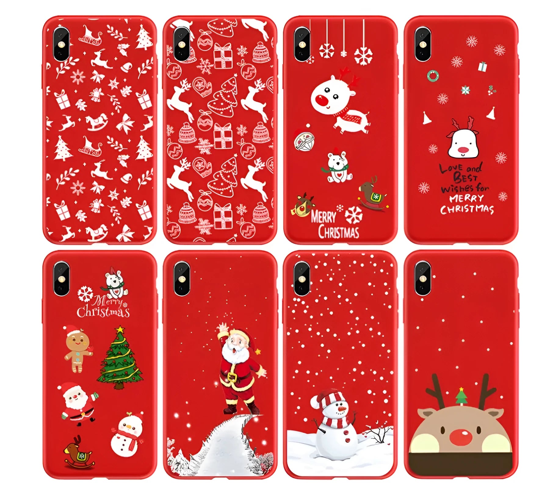 Christmas-themed painted back cover case for iPhone models 6 through XS Max.