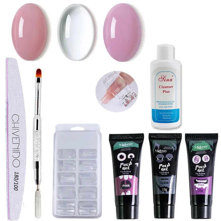 Nail art solid extension glue set 15g with four colour suits 159 245 358 467 and phototherapy gel