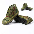Anti-slip anti-odour outdoor work safety shoes in army green high-top design