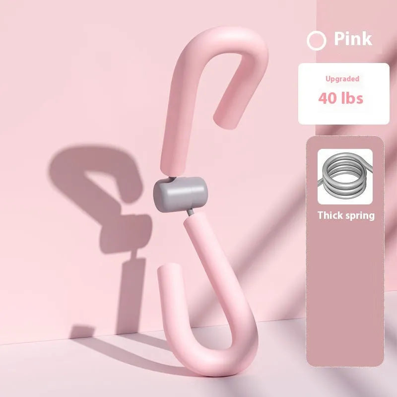 Yoga four piece fitness set showing leg stretcher, foot pedal, yoga ring, and figure eight tension rope.