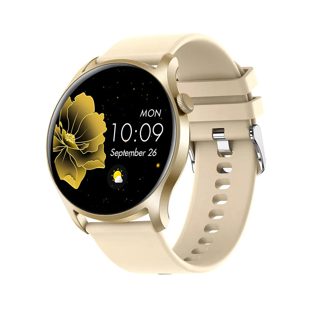 Smart watch with colour display showing heart rate monitoring on silicone wristband