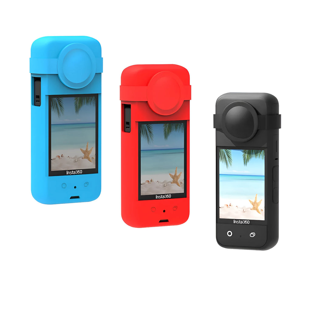 Insta360 ONE X3 silicone lens protective case in black blue and red 4.9x2.5x11.6 cm