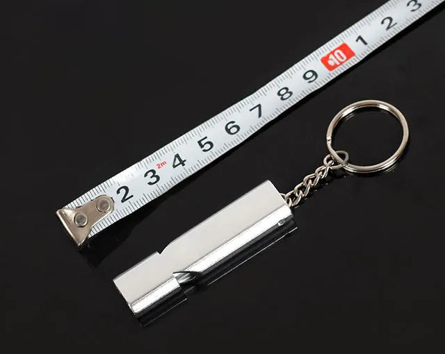 Aluminium alloy double-hole outdoor survival whistle in silver or gold colour