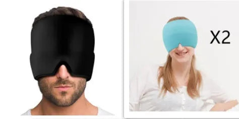 Elastic cloth gel eye mask for headache relief in black, pink or sky blue colours