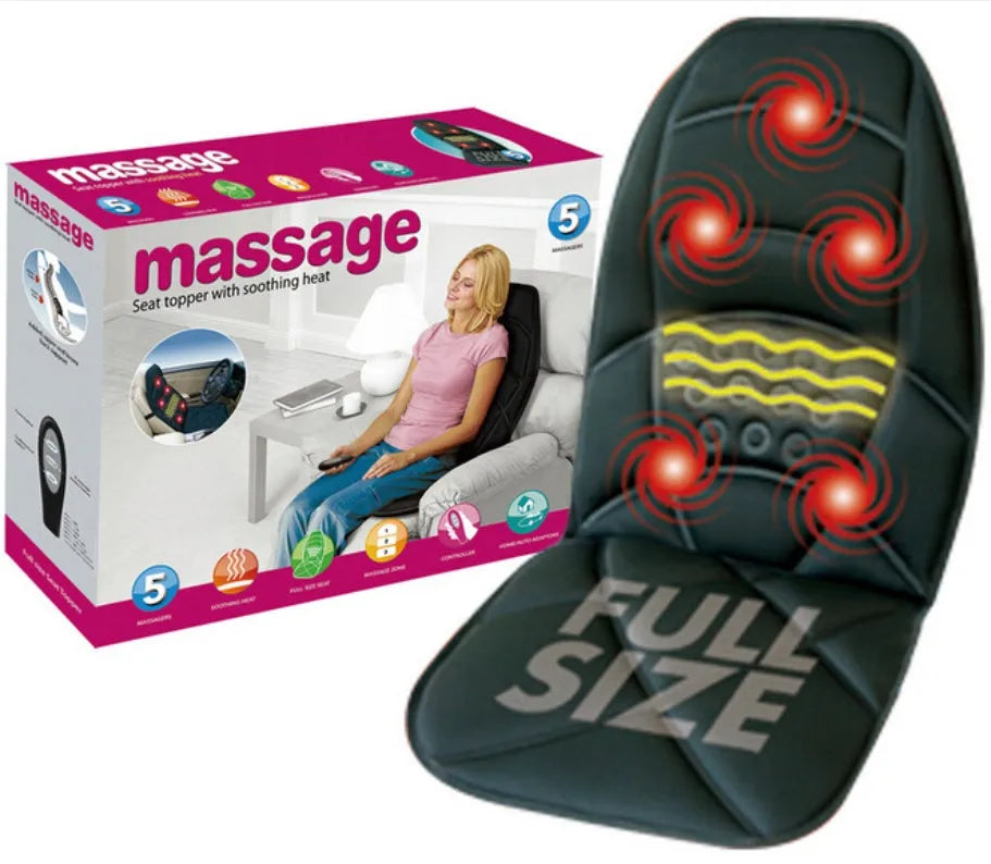 Multi-function folding massage pad for car and home with heat, 8 modes, and hand controller