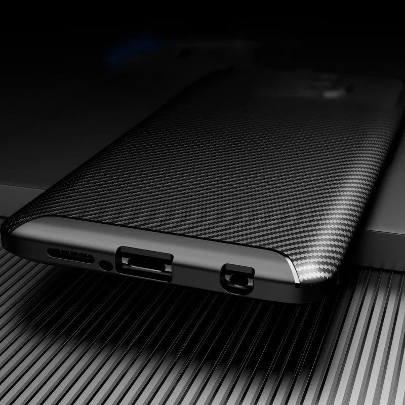 Carbon fiber TPU protective sleeve for Redmi Note 9, 1.5mm thick, black colour, all-inclusive design