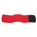 Football shin guard magic tape belt in red, blue, black, or white colours showing rubber strap measuring 25x6.5cm