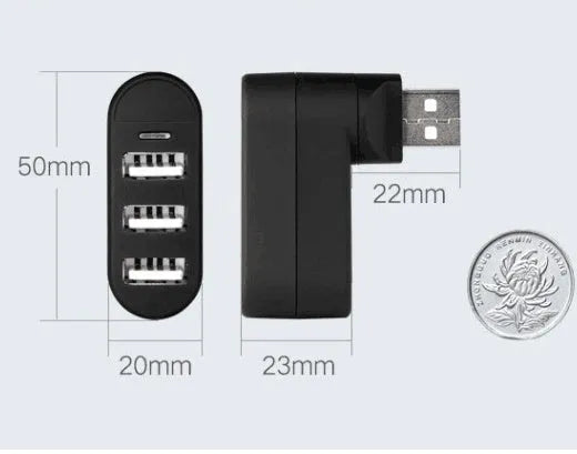 USB hub splitter with multiple ports in black or white colour options