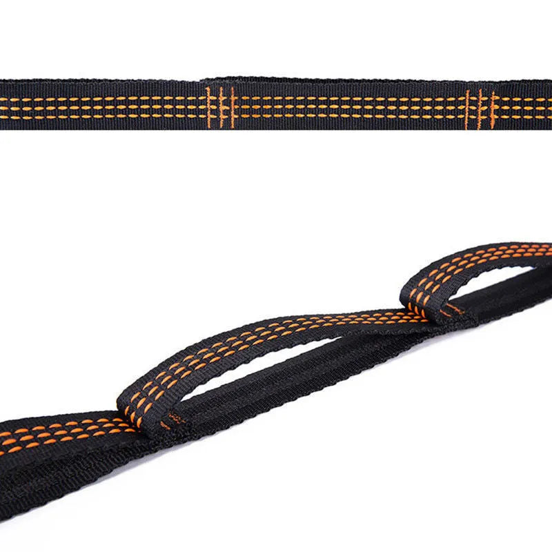 2pcs polyester hammock straps with 6 loops each, 1m length, 2.5cm width, rated 300kg