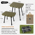 CLS aluminium folding camping stool shown in army green, converts into a small table with storage bag