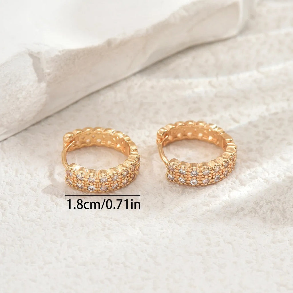 Geometry pattern copper ear studs with circular dot ring design in DE20288 colour