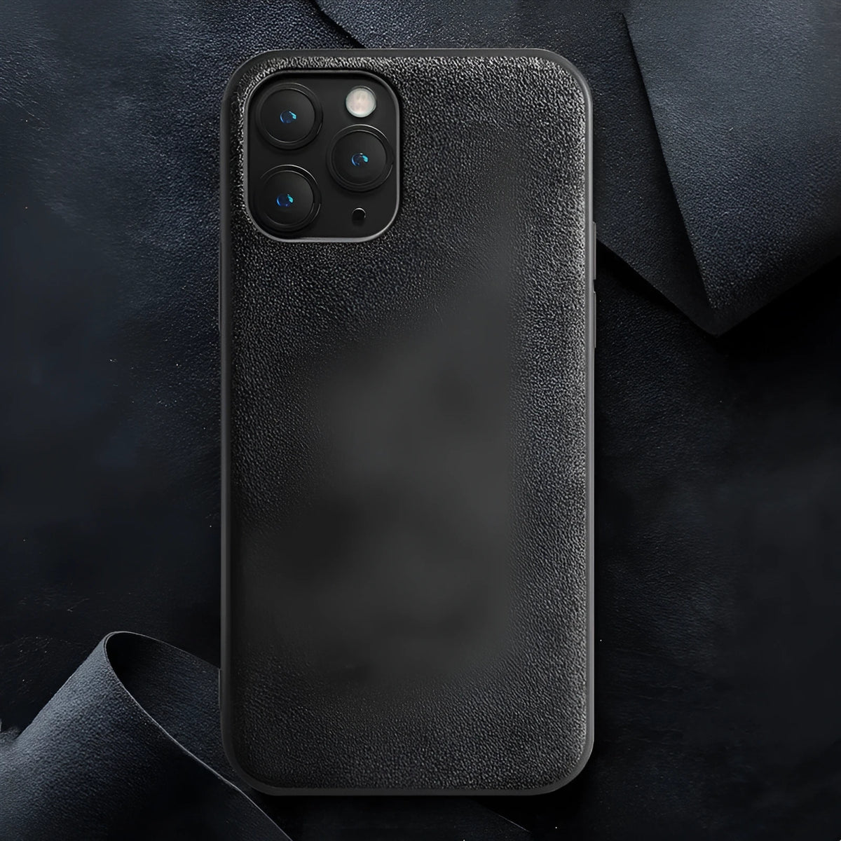 Suede full-cover phone case for iPhone in dark blue luxury style