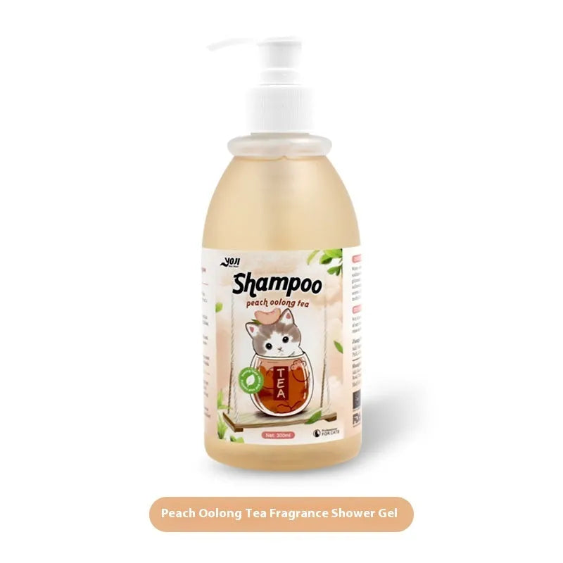 280ml cat universal bath lotion anti-mite shampoo bottle, peach oolong tea variant for cats