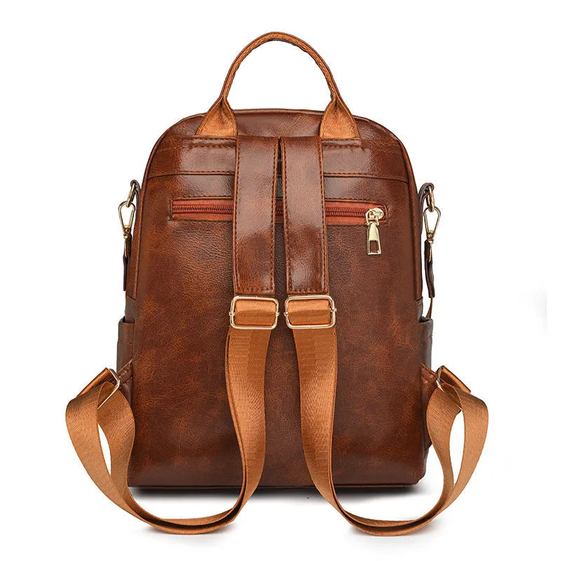 PU backpack large capacity square vertical shape telescopic handle available in gray black brown coffee