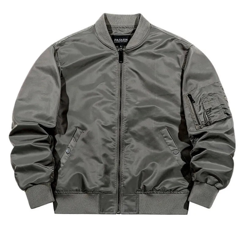 Men's casual jacket loose fit solid colour nylon with side seam pockets