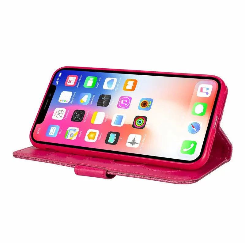 PU leather zipper phone case for iPhone with secure closure in multiple colour options