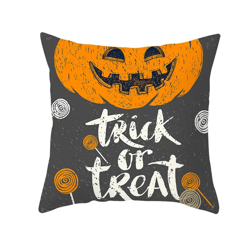 Halloween pillowcase 45x45cm in peach skin fabric with modern simple square design for living room cushion